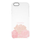 Blush Pink Peonies Personalised Clear iPhone Case