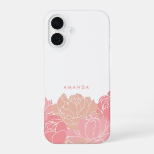 Blush Pink Peonies Personalised iPhone Case