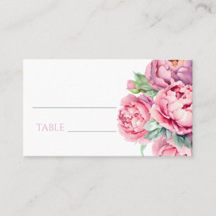 Blush Pink Peonies Watercolor Wedding  Place Card
