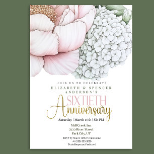 Blush Pink Peony 60th Wedding Anniversary Invitation