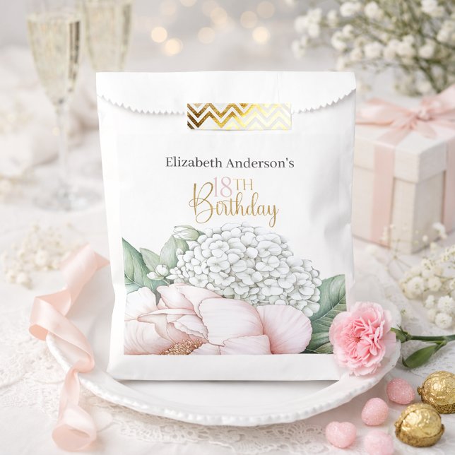 Blush Pink Peony Floral 18th Birthday  Favour Bag (Creator Uploaded)