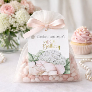 Blush Pink Peony Floral 18th Birthday  Favour Tags