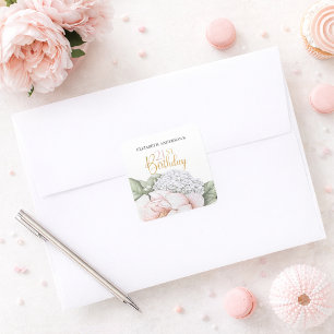 Blush Pink Peony Floral 21st Birthday  Square Sticker