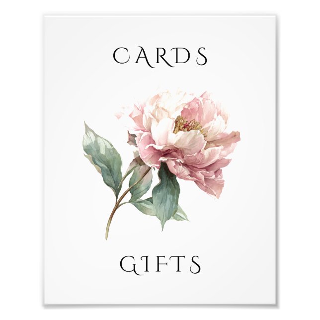 Blush Pink Peony Floral Wedding Cards & Gifts Sign (Front)