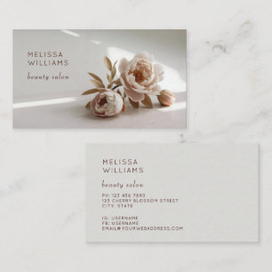 Blush Pink Peony Flower Photo Business Card