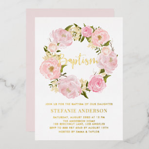 Blush Pink Peony Flowers Wreath Baby Girl Baptism