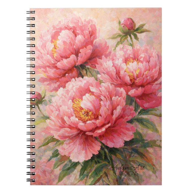 Blush Pink Peony Garden Floral Notebook (Front)