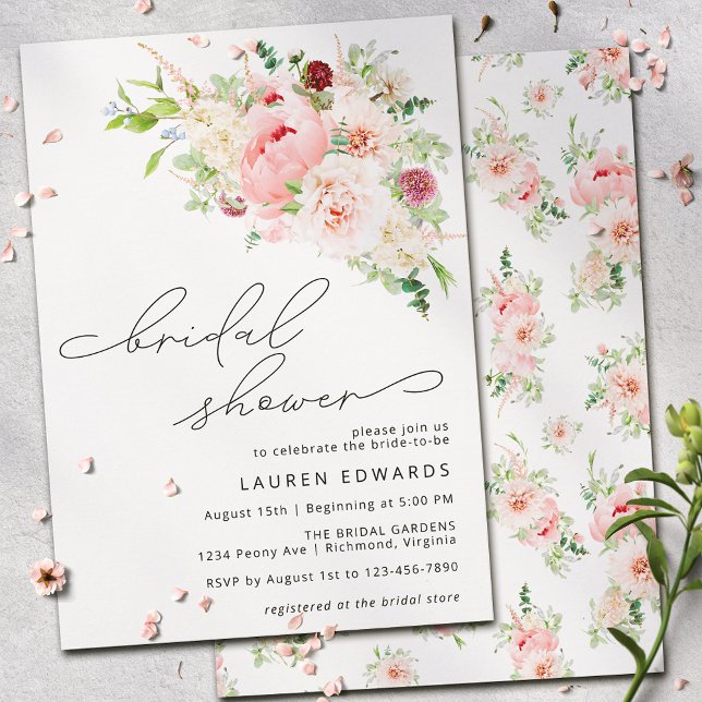 Blush Pink Peony Garden | Modern Bridal Shower Invitation (Creator Uploaded)