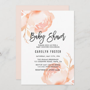 Blush Pink Peony Girl Baby Shower Invitation