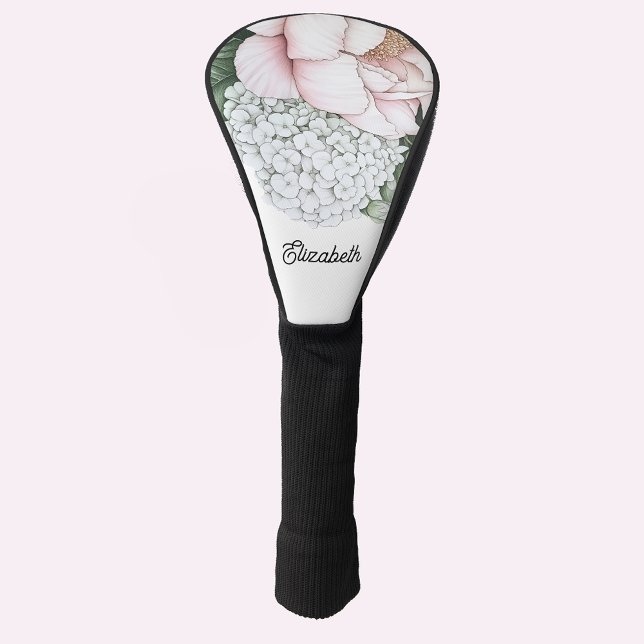 Blush Pink Peony Personalised Golf Head Cover (Creator Uploaded)