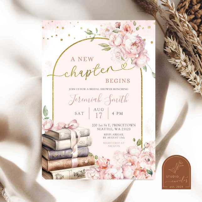Blush Pink Peony Storybook Theme Bridal Shower Invitation (Creator Uploaded)