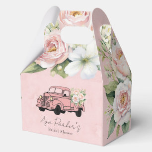 Blush Pink Peony Vintage Truck Bridal Shower Favour Box