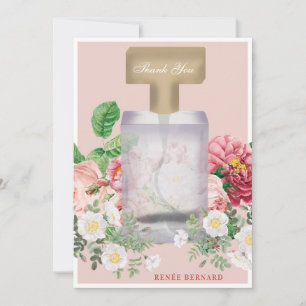 Blush Pink Perfume Bottle Floral Bridal Shower Thank You Card
