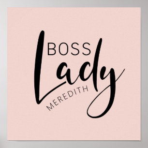 Blush Pink Personalised Boss Lady Logo Poster