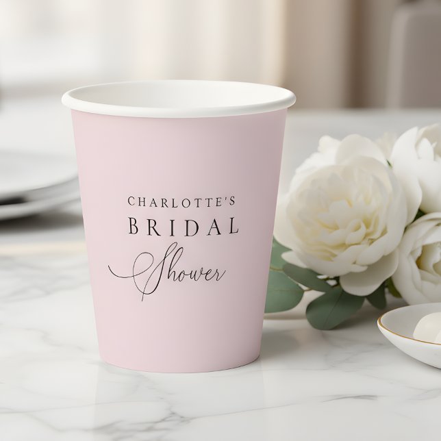 Blush Pink Personalised Bridal Shower  Paper Cups (Creator Uploaded)
