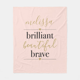 Blush Pink Personalised Brilliant Beautiful Brave Fleece Blanket