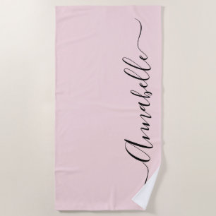 Blush Pink Personalised Girls Name Beach Towel