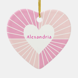 Blush pink personalised heart ceramic ornament