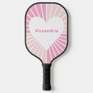 Blush pink personalised heart pickleball paddle