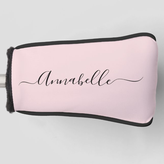 Blush Pink Personalised Name Golf Head Cover (Front)