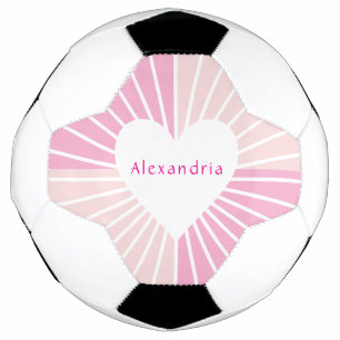 Blush pink personalised name heart soccer ball