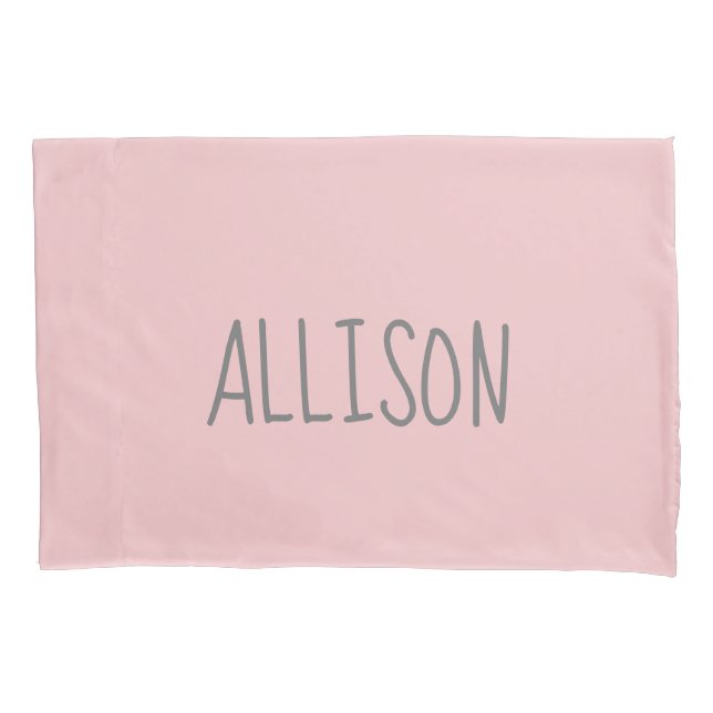 Blush Pink Personalised Name Kids Pillowcase (Front)