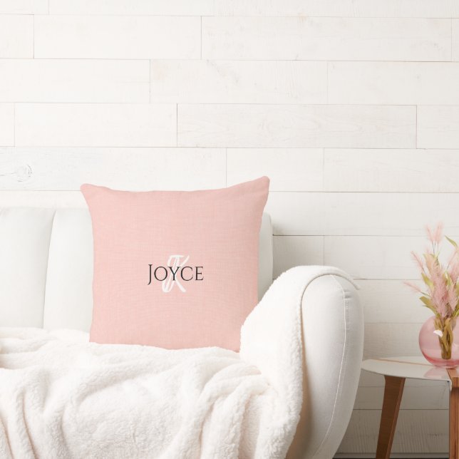 Blush Pink Personalised Name Monogram Cushion (Couch)