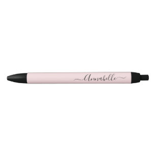 Blush Pink Personalised Name Script Black Ink Pen