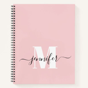 Blush Pink Personalised Sketchbook Monogram Name Notebook