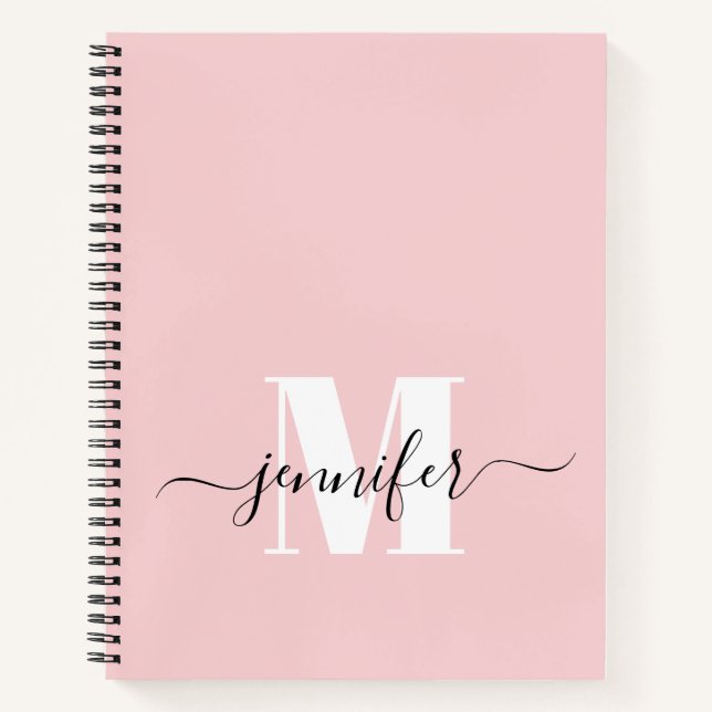 Blush Pink Personalised Sketchbook Monogram Name Notebook (Front)