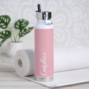 Blush Pink Personalised Wedding Bridesmaid Water Bottle