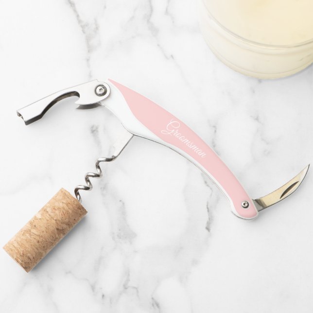 Blush Pink Personalised Wedding Groomsman Corkscrew (Front)