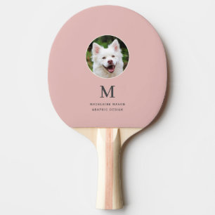 Blush Pink Pet Photo Personalised Ping Pong Paddle