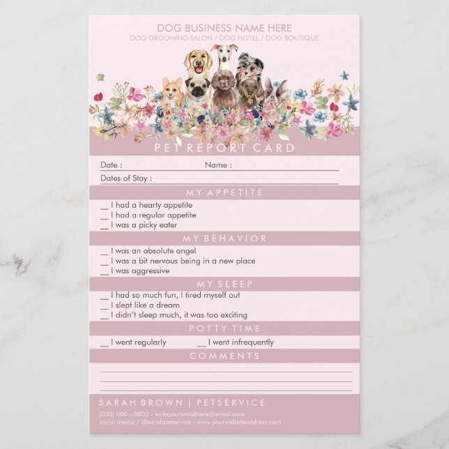 Blush Pink Pet Sitter Groomer Dogs (Front)