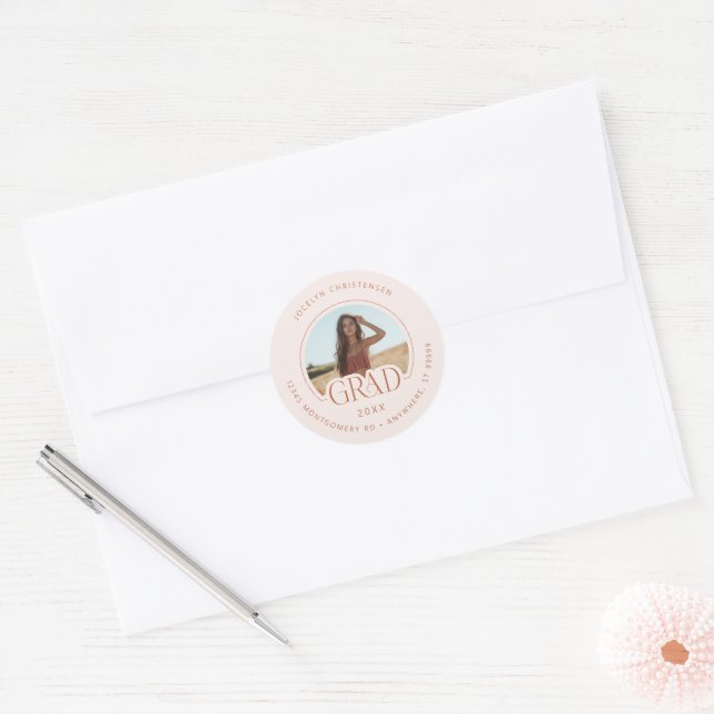 Blush Pink Photo Address Graduate Envelope Seal (Envelope)