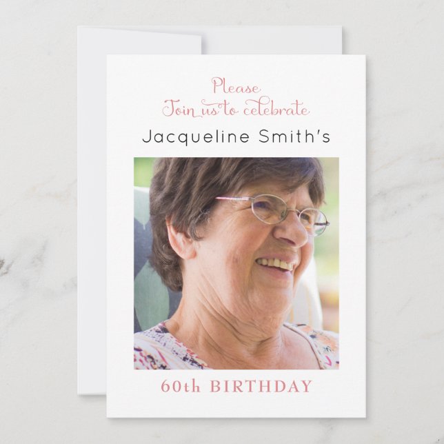 Blush Pink Photo Birthday Invitation (Front)