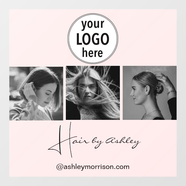 Blush Pink Photo Black Script Hair Stylist  (Sheet)