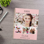 Blush pink photo collage appointments 2025 planner<br><div class="desc">Create your own unique photo collage. Use four,  4 of your favourite photo.   Personalise and a year,  name and text. A blush pink coloured background,  black text.</div>