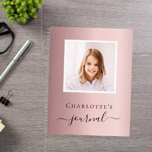 Blush pink photo kids children typography notebook