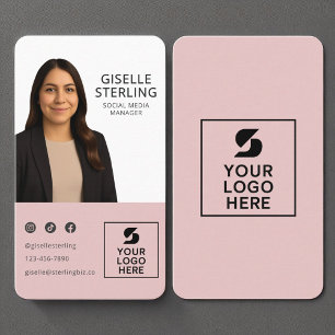 Blush Pink Photo Logo Portrait Modern Business Card