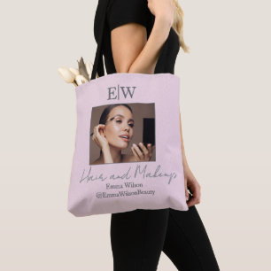 Blush Pink Photo Makeup & Beauty Studio Monogram Tote Bag