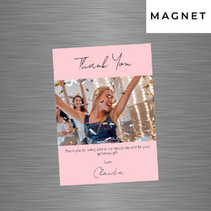 Blush pink photo thank you magnet card