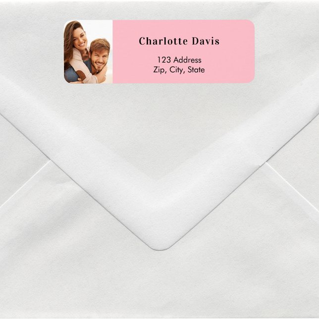 Blush pink photo wedding return address  return address label (Creator Uploaded)