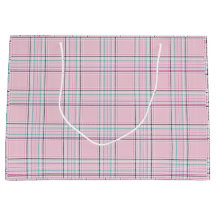 Blush Pink Plaid Large Gift Bag