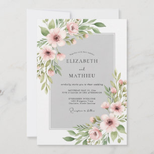 Blush Pink Polished Watercolor Wedding Invitation