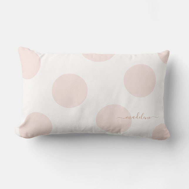 Blush Pink Polka Dot Personalised Pillow (Front)