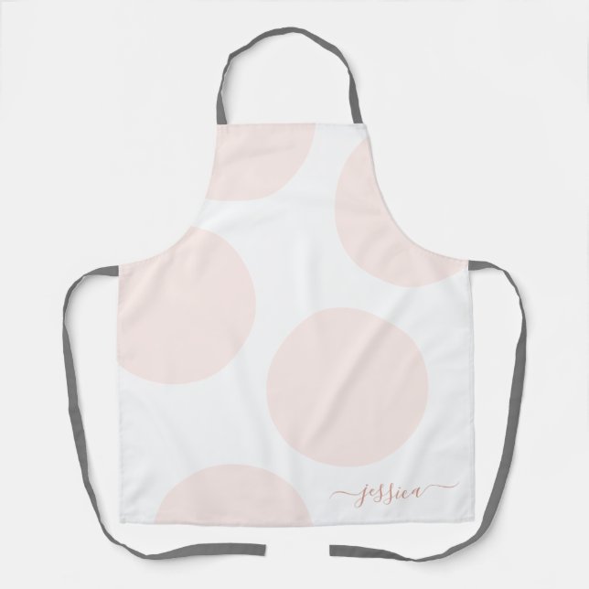 Blush Pink Polka Dot Simple Personalised Apron (Front)