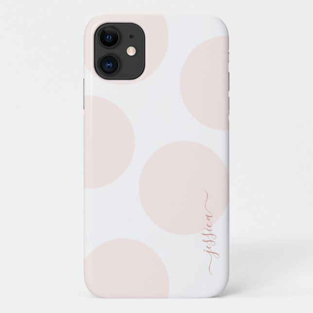 Blush Pink Polka Dot Simple Personalised Case-Mate iPhone Case (Back)