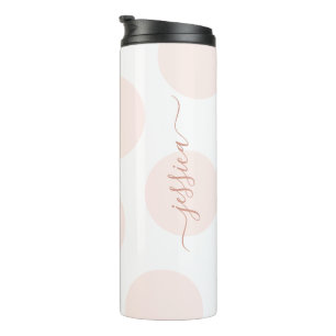 Blush Pink Polka Dot Simple Personalised Thermal T Tumbler