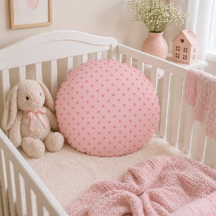 Blush Pink Polka Dot Sweetheart Round Cushion
